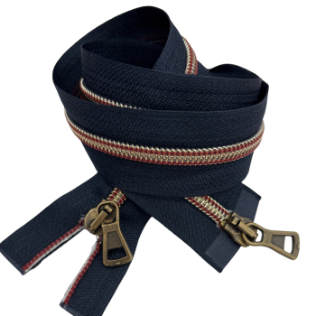 2-Wege-Reißverschluss Marine Antikmessing Bordeaux